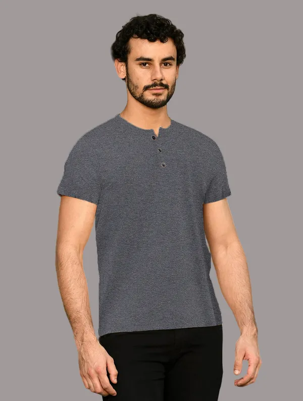 Grey_Cotton_Blend_Henley_Neck_Half_Sleeve_T_Shirt_For_Men