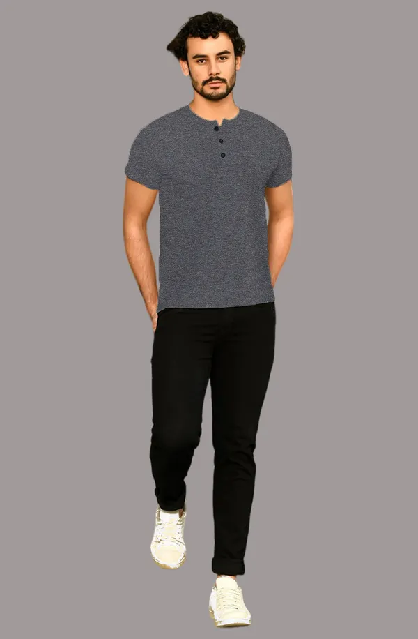 Grey_Cotton_Blend_Henley_Neck_Half_Sleeve_T_Shirt_For_Men