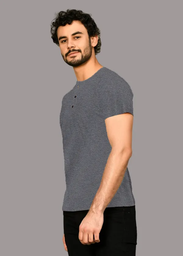 Grey_Cotton_Blend_Henley_Neck_Half_Sleeve_T_Shirt_For_Men