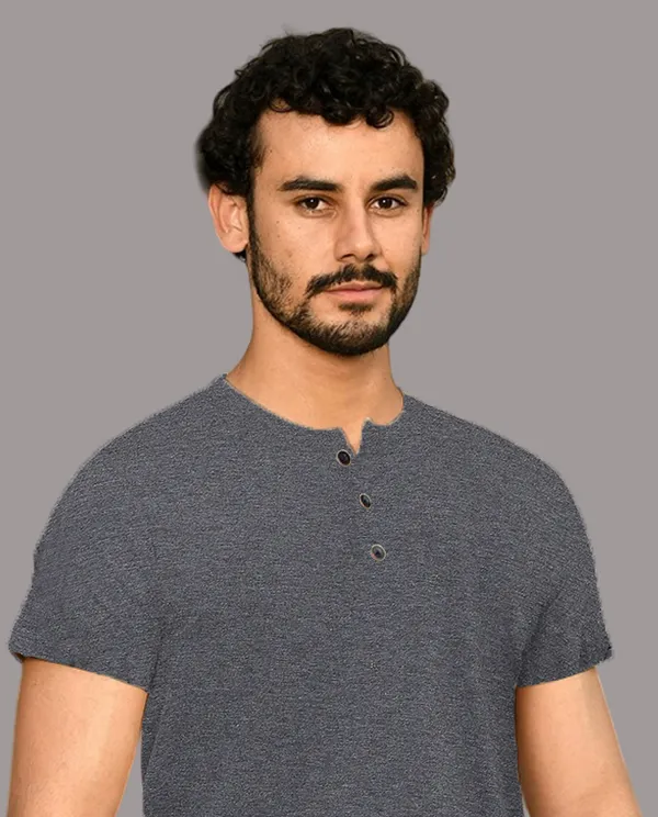 Grey_Cotton_Blend_Henley_Neck_Half_Sleeve_T_Shirt_For_Men