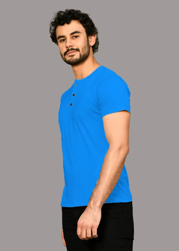 Blue_Cotton_Blend_Henley_Neck_Half_Sleeve_T_Shirt_For_Men