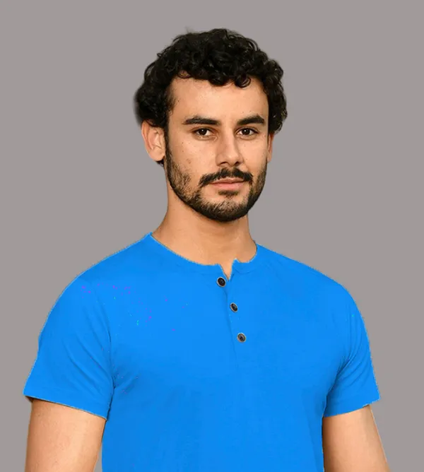 Blue_Cotton_Blend_Henley_Neck_Half_Sleeve_T_Shirt_For_Men