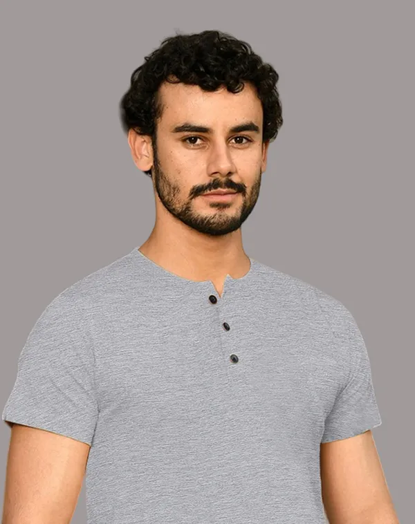 Silver_Cotton_Blend_Henley_Neck_Half_Sleeve_T_Shirt_For_Men