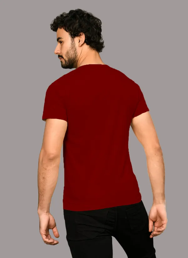 Maroon_Cotton_Blend_Henley_Neck_Half_Sleeve_T_Shirt_For_Men