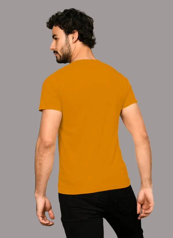 Mustard_Cotton_Blend_Henley_Neck_Half_Sleeve_T_Shirt_For_Men