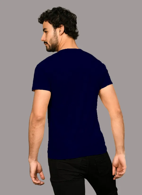 Dark_Blue_Cotton_Blend_Henley_Neck_Half_Sleeve_T_Shirt_For_Men