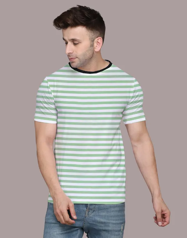 Green_Cotton_Blend_Round_Neck_Half_Sleeve_T_Shirt_For_Men