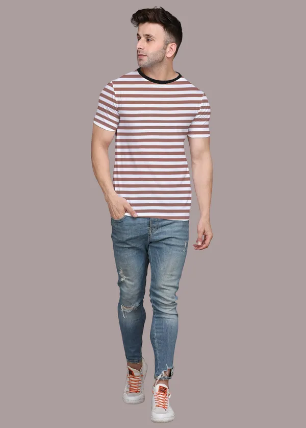 Brown_Cotton_Blend_Round_Neck_Half_Sleeve_T_Shirt_For_Men