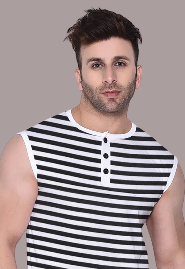 Black_Cotton_Blend_Henley_Neck_Sleeveless_T_Shirt_For_Men