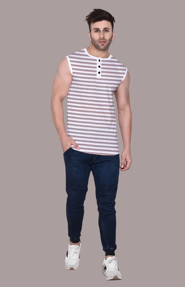 Beige_Cotton_Blend_Henley_Neck_Sleeveless_T_Shirt_For_Men