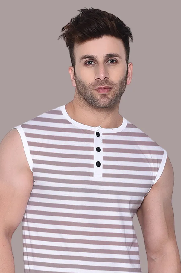 Beige_Cotton_Blend_Henley_Neck_Sleeveless_T_Shirt_For_Men