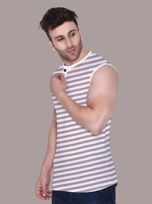 Beige_Cotton_Blend_Henley_Neck_Sleeveless_T_Shirt_For_Men