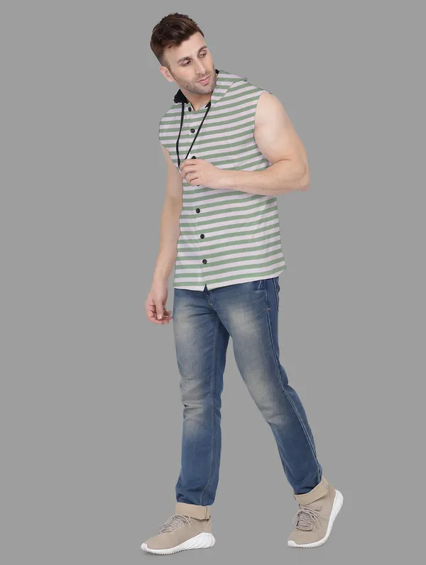 Green_Cotton_Blend_Hooded_Neck_Sleeveless_T_Shirt_For_Men