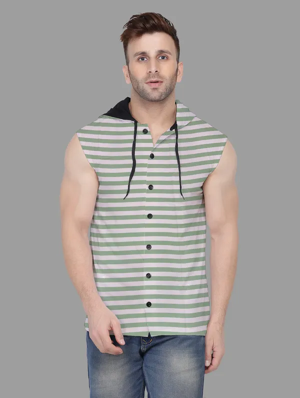 Green_Cotton_Blend_Hooded_Neck_Sleeveless_T_Shirt_For_Men