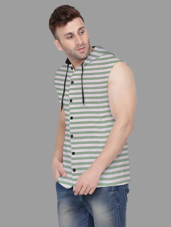 Green_Cotton_Blend_Hooded_Neck_Sleeveless_T_Shirt_For_Men