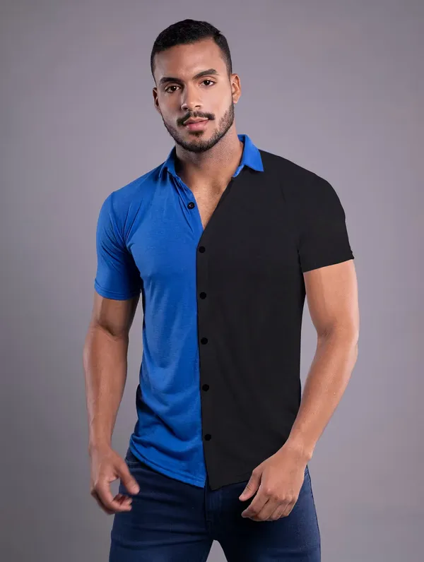 Blue_&_Black_Cotton_Blend_Spread_Collar_Half_Sleeve_Shirt_For_Men