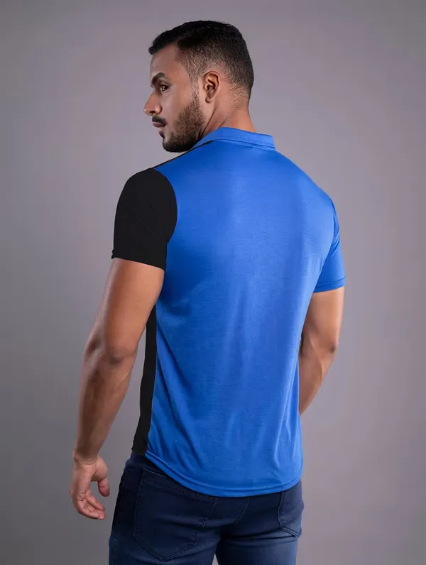 Blue_&_Black_Cotton_Blend_Spread_Collar_Half_Sleeve_Shirt_For_Men