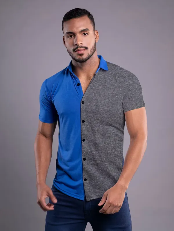 Blue_&_Grey_Cotton_Blend_Spread_Collar_Half_Sleeve_Shirt_For_Men