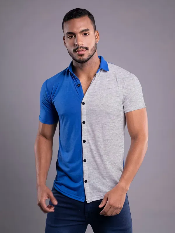 Blue_&_Silver_Cotton_Blend_Spread_Collar_Half_Sleeve_Shirt_For_Men