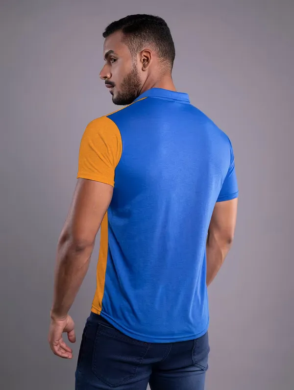 Blue_&_Mustard_Cotton_Blend_Spread_Collar_Half_Sleeve_Shirt_For_Men
