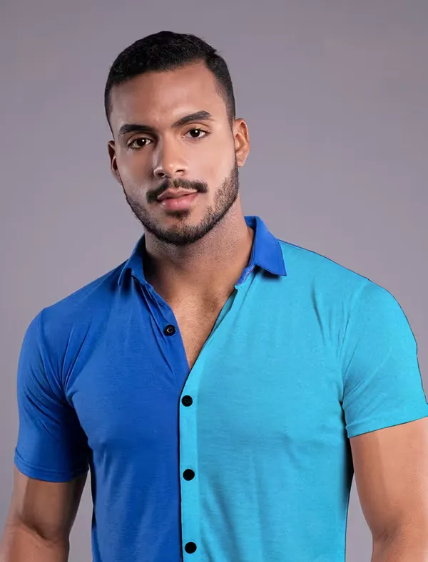 Blue_&_Turquoise_Cotton_Blend_Spread_Collar_Half_Sleeve_Shirt_For_Men