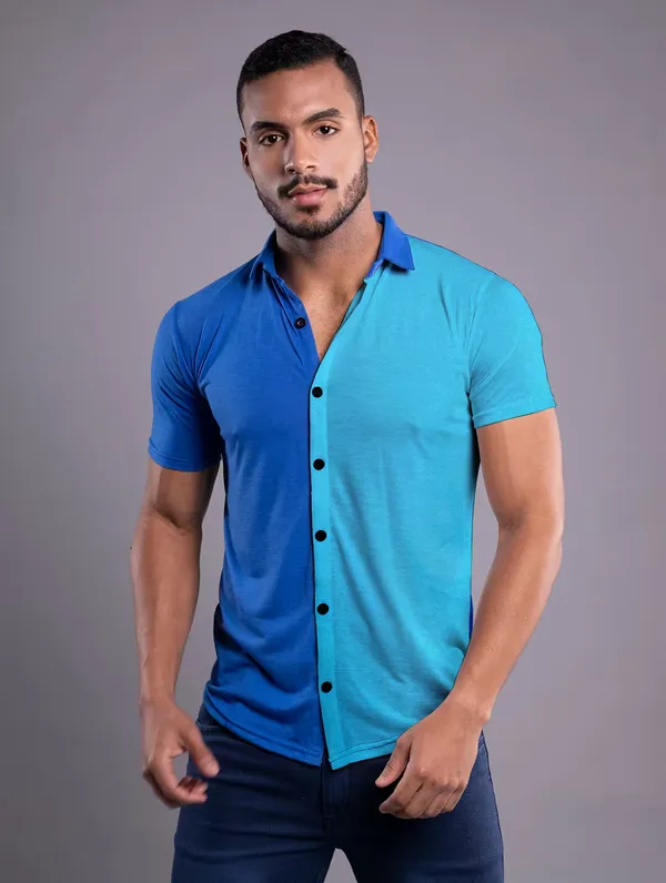 Blue_&_Turquoise_Cotton_Blend_Spread_Collar_Half_Sleeve_Shirt_For_Men