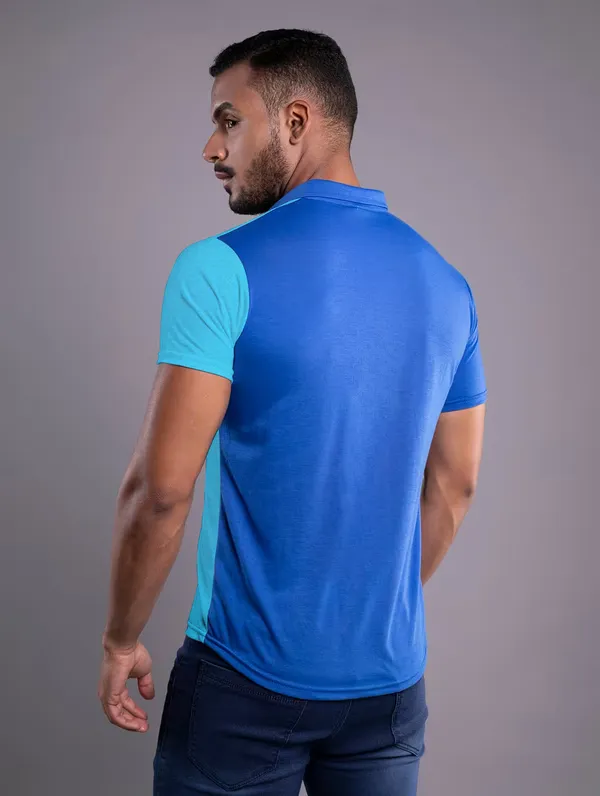 Blue_&_Turquoise_Cotton_Blend_Spread_Collar_Half_Sleeve_Shirt_For_Men