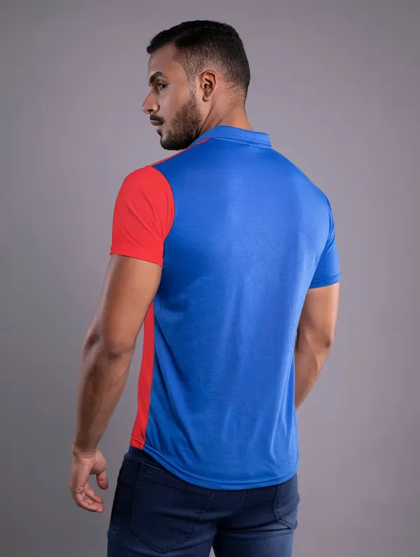 Blue_&_Red_Cotton_Blend_Spread_Collar_Half_Sleeve_Shirt_For_Men
