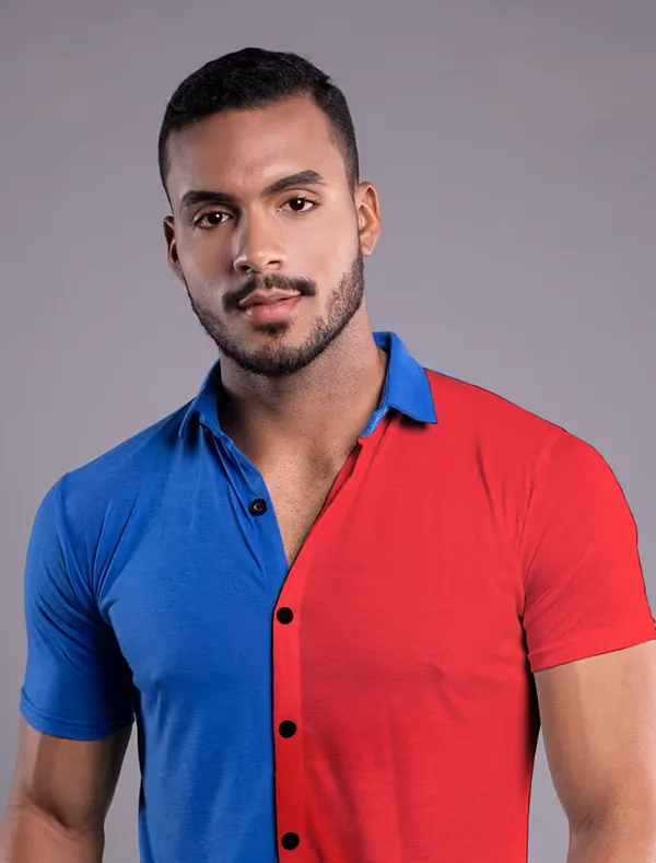 Blue_&_Red_Cotton_Blend_Spread_Collar_Half_Sleeve_Shirt_For_Men