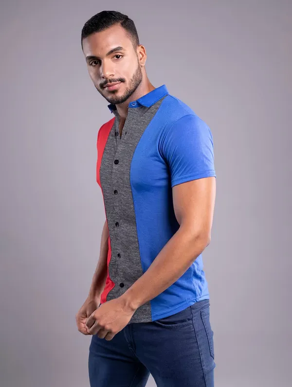 Red_&_Grey_&_Blue_Cotton_Blend_Spread_Collar_Half_Sleeve_Shirt_For_Men