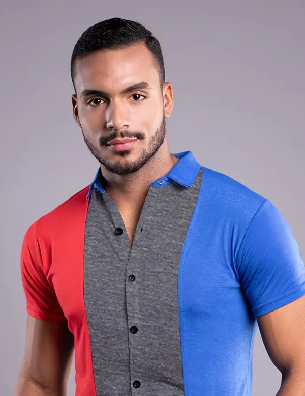 Red_&_Grey_&_Blue_Cotton_Blend_Spread_Collar_Half_Sleeve_Shirt_For_Men