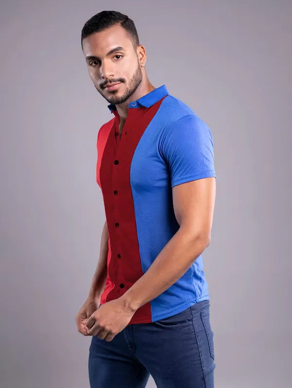 Multicolor_Cotton_Blend_Spread_Collar_Half_Sleeve_Shirt_For_Men
