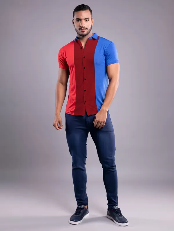 Multicolor_Cotton_Blend_Spread_Collar_Half_Sleeve_Shirt_For_Men