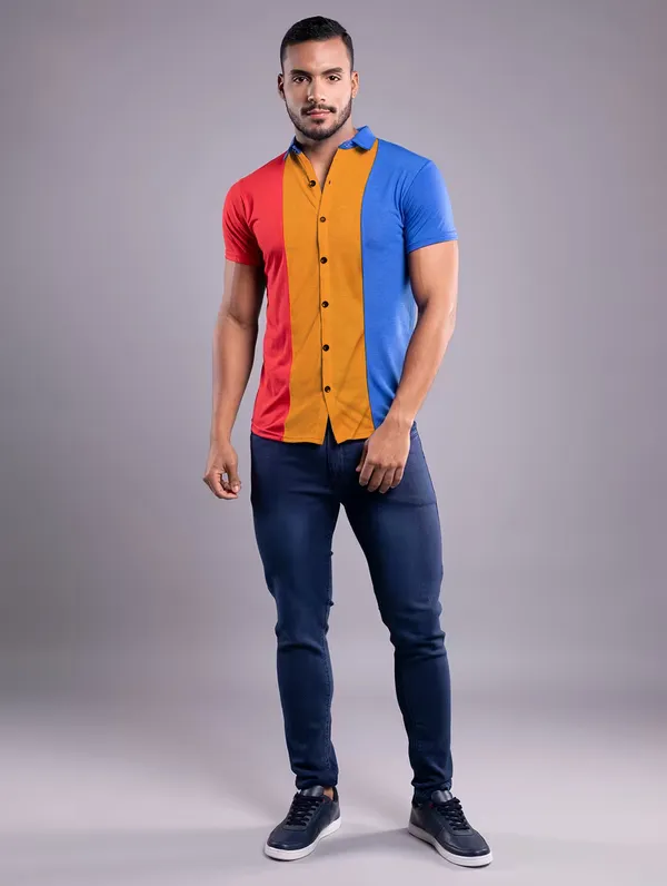 Multicolor_Cotton_Blend_Spread_Collar_Half_Sleeve_Shirt_For_Men