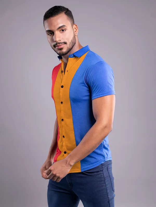 Multicolor_Cotton_Blend_Spread_Collar_Half_Sleeve_Shirt_For_Men