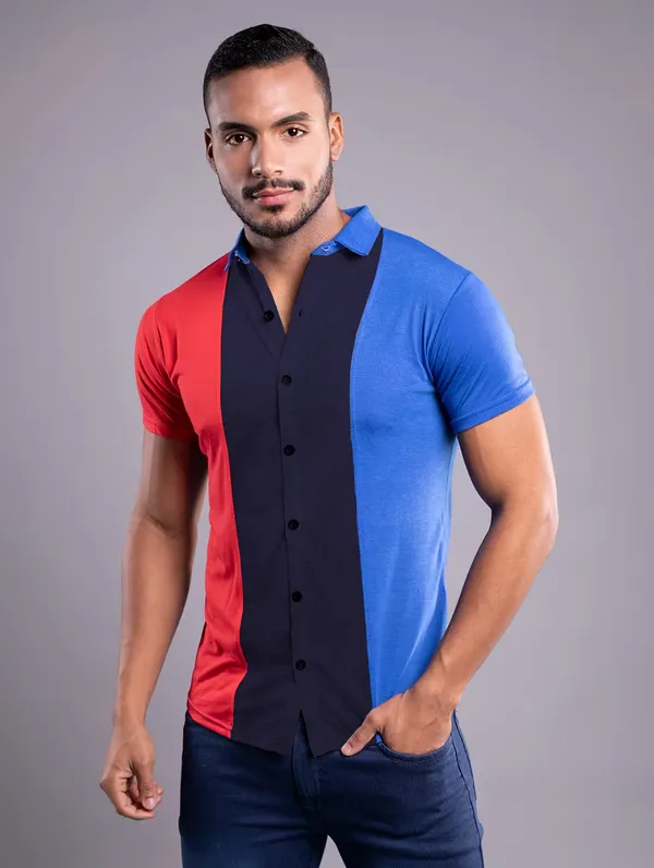 Multicolor_Cotton_Blend_Spread_Collar_Half_Sleeve_Shirt_For_Men
