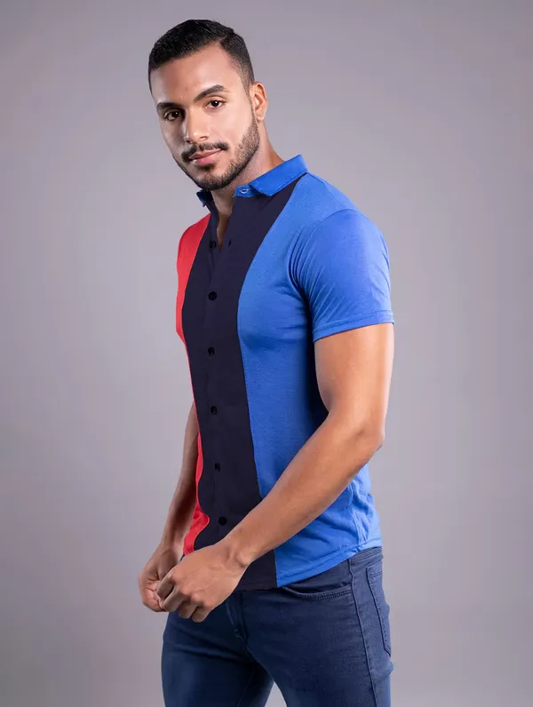 Multicolor_Cotton_Blend_Spread_Collar_Half_Sleeve_Shirt_For_Men