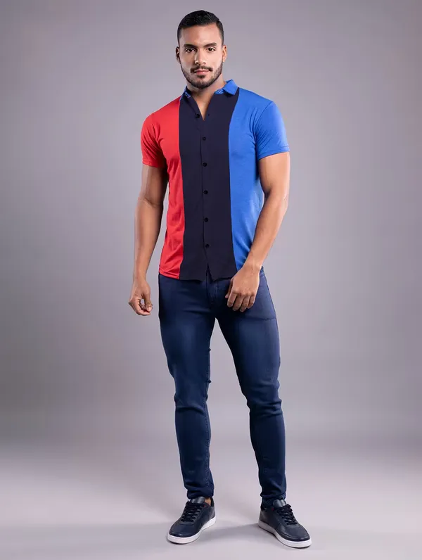 Multicolor_Cotton_Blend_Spread_Collar_Half_Sleeve_Shirt_For_Men
