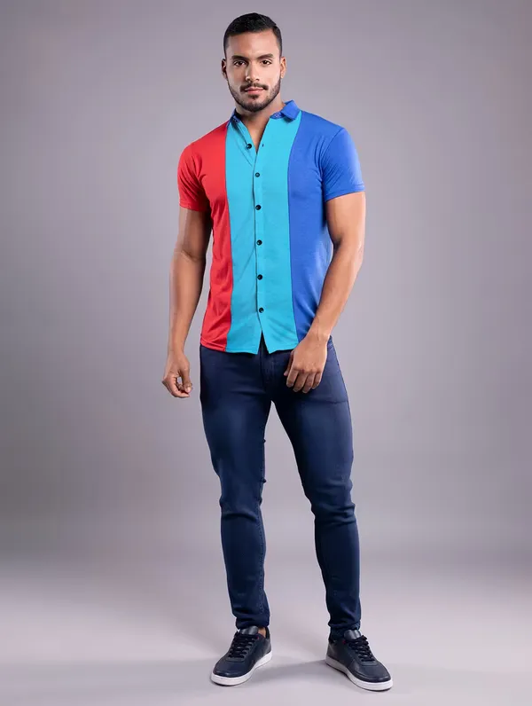 Multicolor_Cotton_Blend_Spread_Collar_Half_Sleeve_Shirt_For_Men