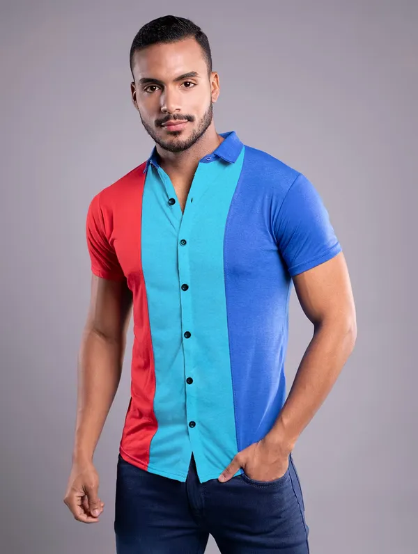 Multicolor_Cotton_Blend_Spread_Collar_Half_Sleeve_Shirt_For_Men