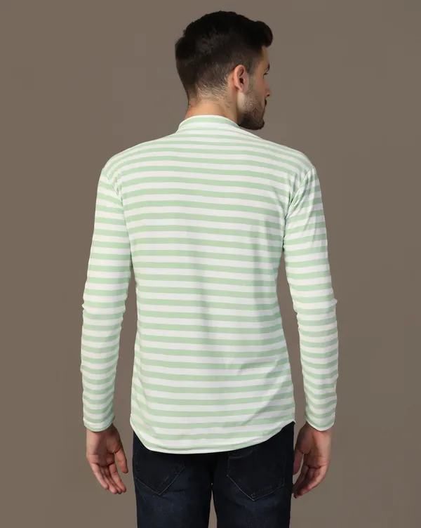 Green_Cotton_Blend_Mandarin_Collar_Full_Sleeve_Shirt_For_Men