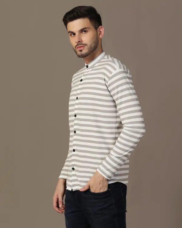 Grey_Cotton_Blend_Mandarin_Collar_Full_Sleeve_Shirt_For_Men