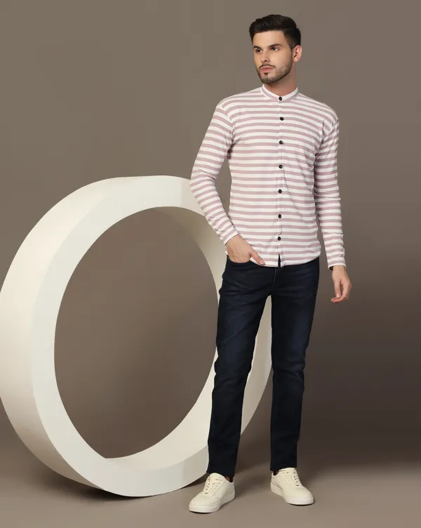 Beige_Cotton_Blend_Mandarin_Collar_Full_Sleeve_Shirt_For_Men