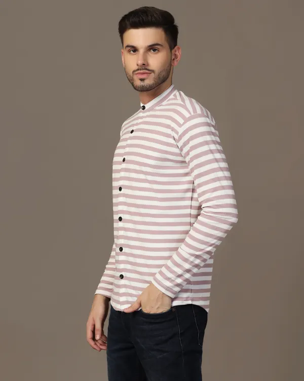 Beige_Cotton_Blend_Mandarin_Collar_Full_Sleeve_Shirt_For_Men