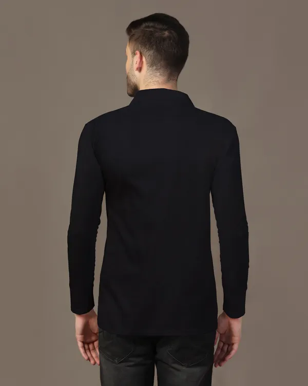 Black_Cotton_Blend_Polo_Neck_Full_Sleeve_T_Shirt_For_Men