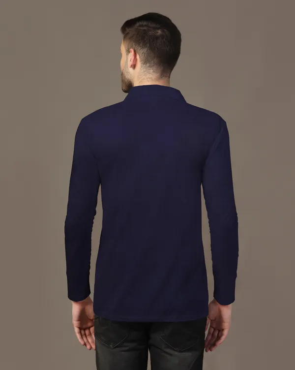 Dark_Blue_Cotton_Blend_Polo_Neck_Full_Sleeve_T_Shirt_For_Men