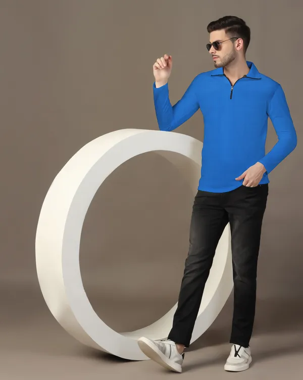 Blue_Cotton_Blend_Polo_Neck_Full_Sleeve_T_Shirt_For_Men