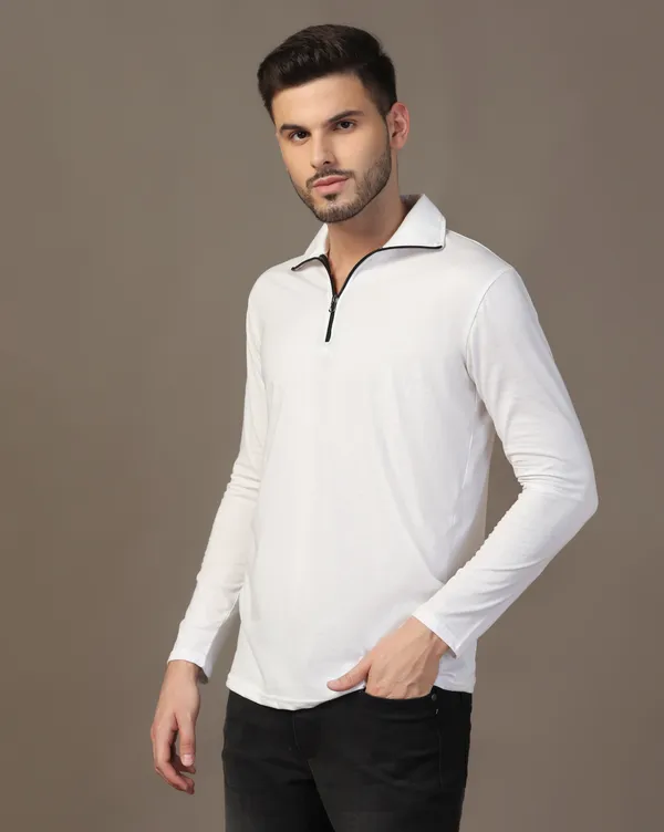 White_Cotton_Blend_Polo_Neck_Full_Sleeve_T_Shirt_For_Men