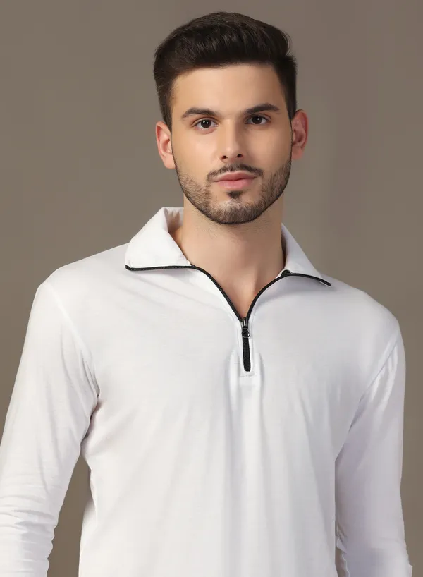 White_Cotton_Blend_Polo_Neck_Full_Sleeve_T_Shirt_For_Men