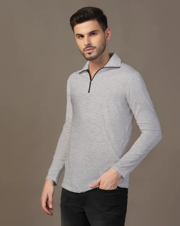 Silver_Cotton_Blend_Polo_Neck_Full_Sleeve_T_Shirt_For_Men